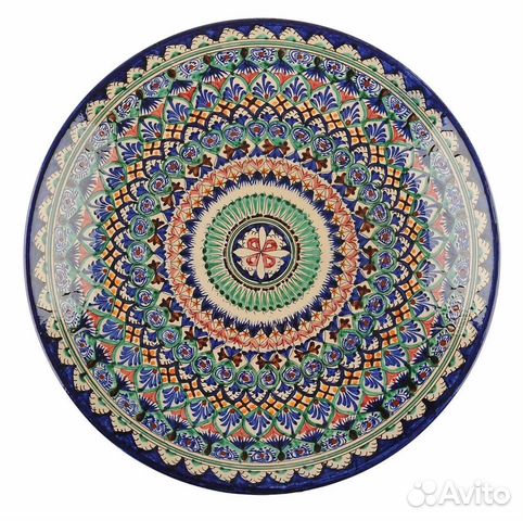 Блюдо Ляган Синий 1 шт, Глина, диаметр 42 см