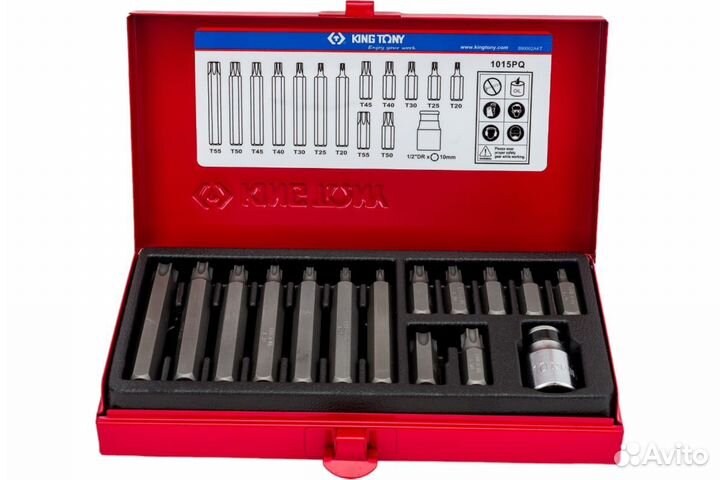Набор вставок (бит) 10 мм king tony 1015PQ 15пр