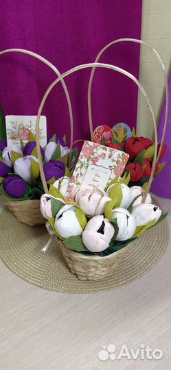 Корзины со съедобными тюльпанами