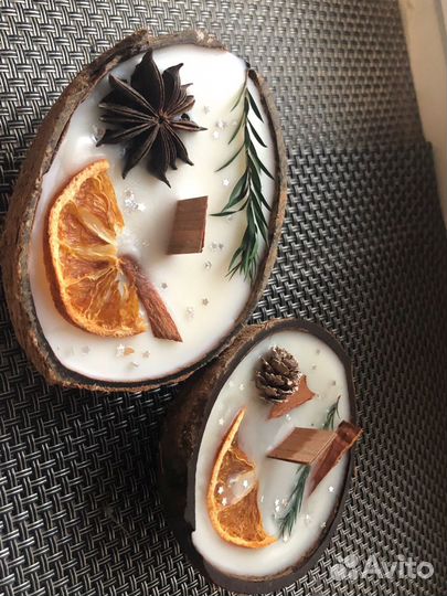 Массажные свечи в скорлупе кокоса