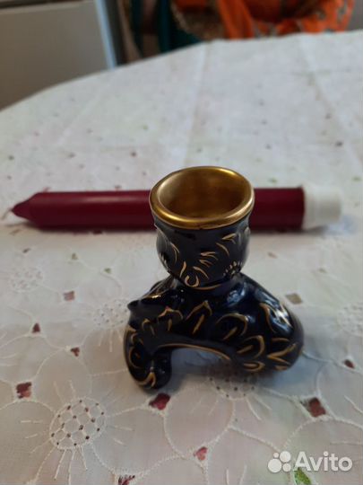 Новый подсвечник кобальт с позолотой (Европа)