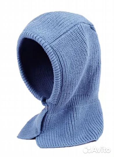 Капор вязаный голубой