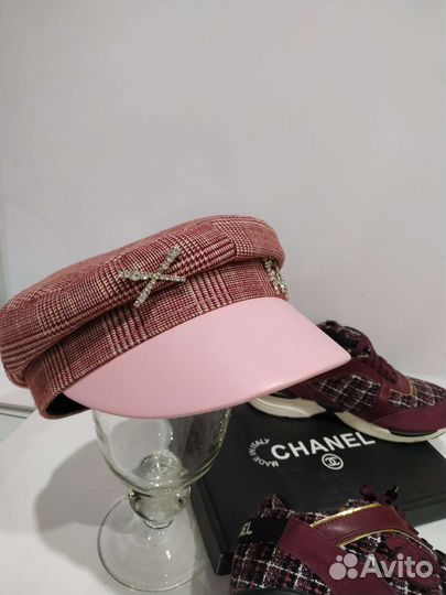 Кепка(драп+кожа) Новая,женская