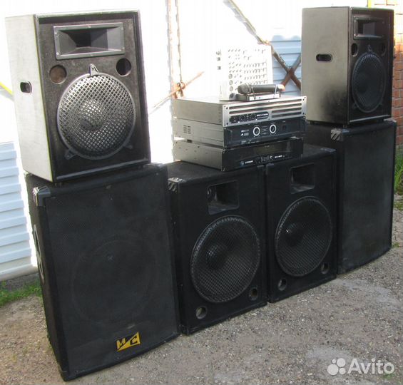 Колонки Pro 3000W 6шт Усилители Микшер Микрофон