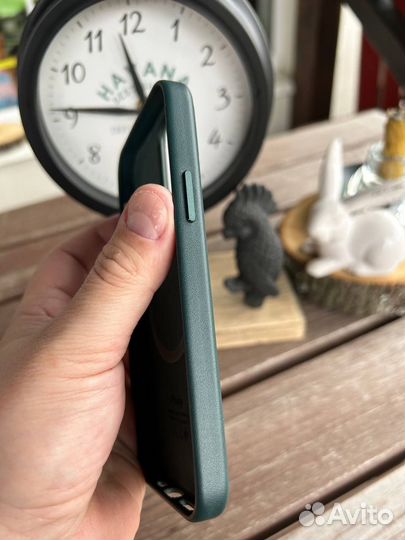 iPhone 12 12 Pro Кожаный чехол Зеленый