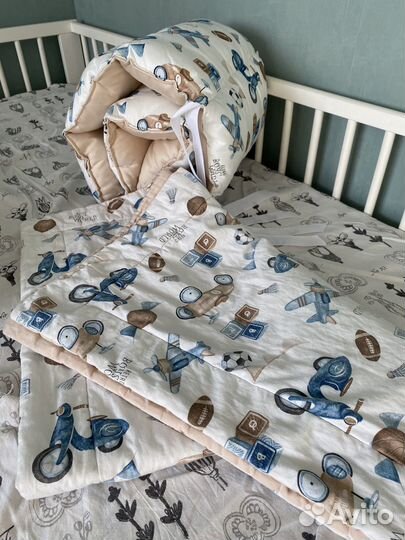 Бортики в кроватку + одеяло