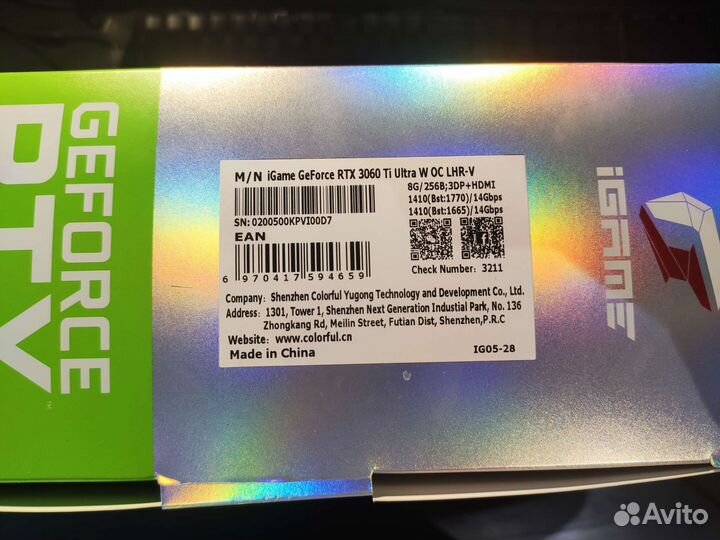 Видеокарта RTX 3060TI colorful