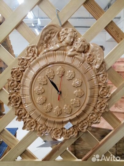 Настенное панно из дерева, часы