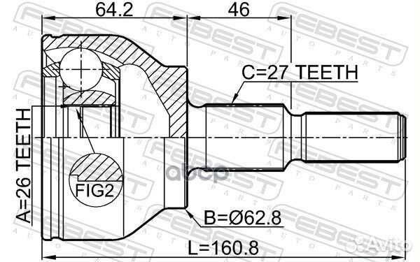 ШРУС наружный 26X62.9X27 ford focus III CB8 201