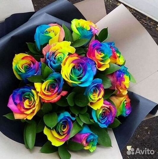 Радужные розы Доставка цветов Букеты