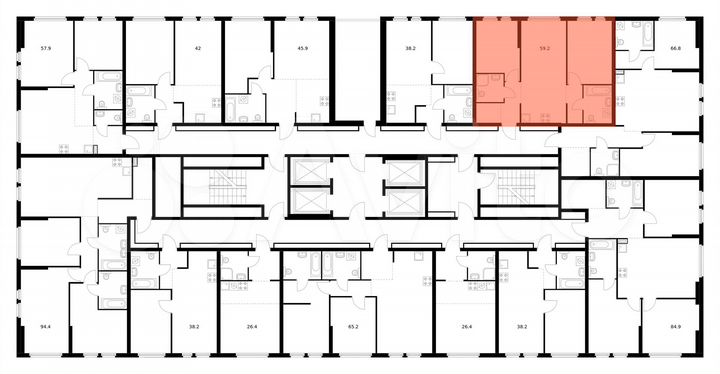 2-к. квартира, 59,2 м², 18/32 эт.