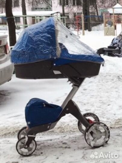 Коляска stokke xplory v4 cobalt blue 2 в 1