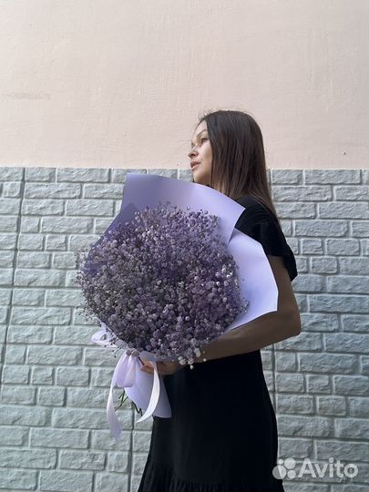 Букет из нежной сиреневой гипсофилы