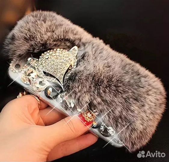 Чехлы на айфон 6, новые с кроличьим мехом