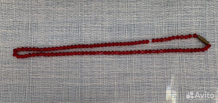 Чокер бусы мини рубиновое стекло СССР винтаж