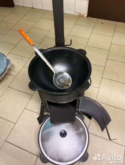 Казан чугунный 12 л + печь с трубой
