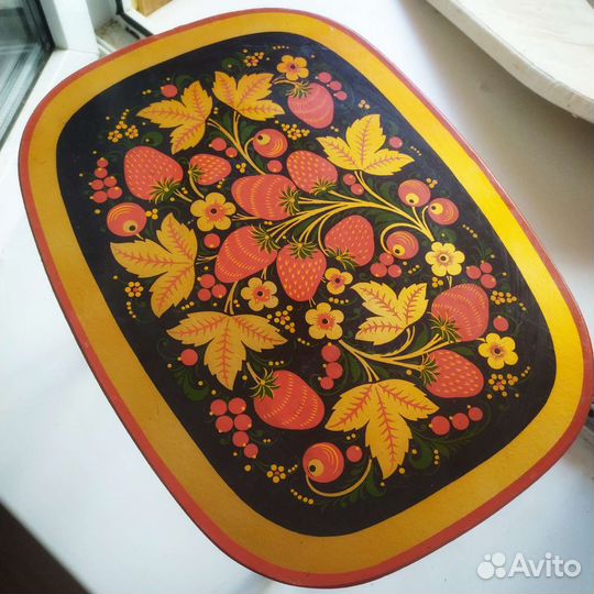 Винтажный стульчик, хохломская роспись