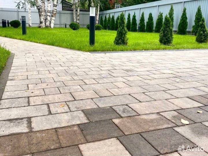 Укладка тротуарной плитки,газон,ландшафтные работы