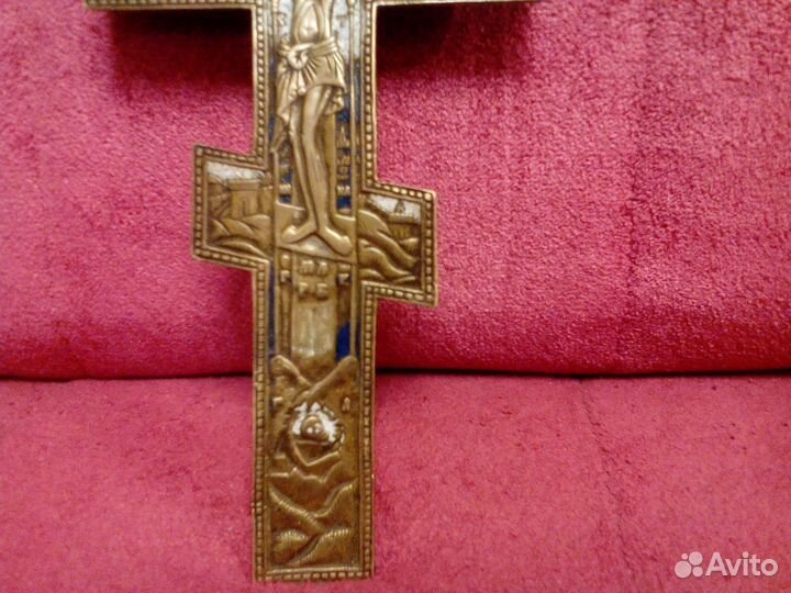 Напрестольный крест 19 века в эмалях
