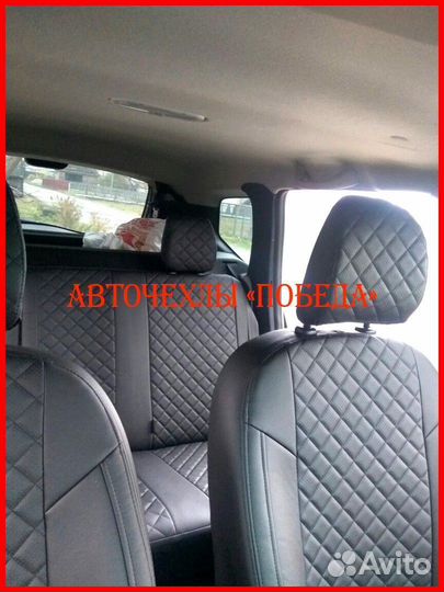 Чехлы Renault Duster 1 из экокожи чёрные Ромб