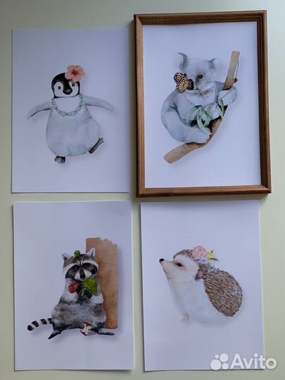 Детские постеры 4 шт. в комплекте