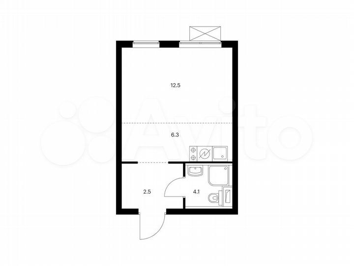 Квартира-студия, 25,4 м², 25/33 эт.