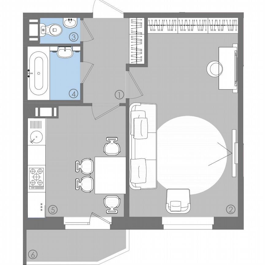 1-к. квартира, 42,9 м², 3/5 эт.