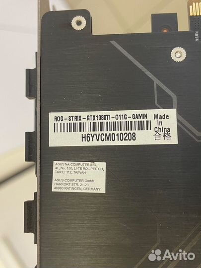 Видеокарты Asus Rog Strix GTX 1080ti