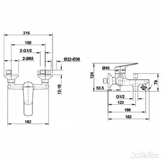 Смеситель для ванны Bravat f6429564cp-01-eng Хром