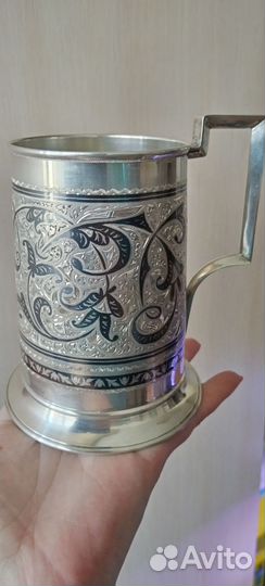 Серебряная пивная кружка