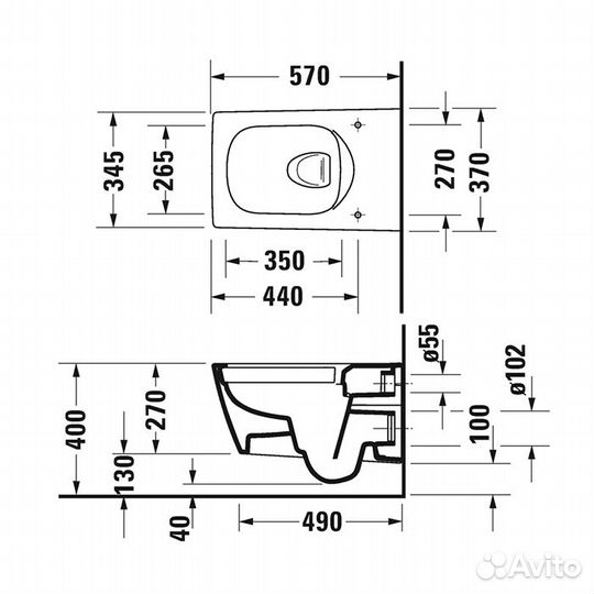 Duravit Viu Унитаз подвесной 25110900001