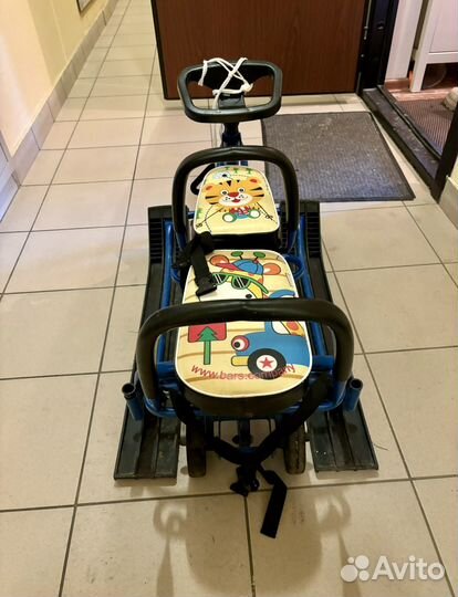 Снегокат с колесами для двоих