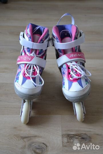 Ролики детские раздвижные Reaction Rainbow, 31-36