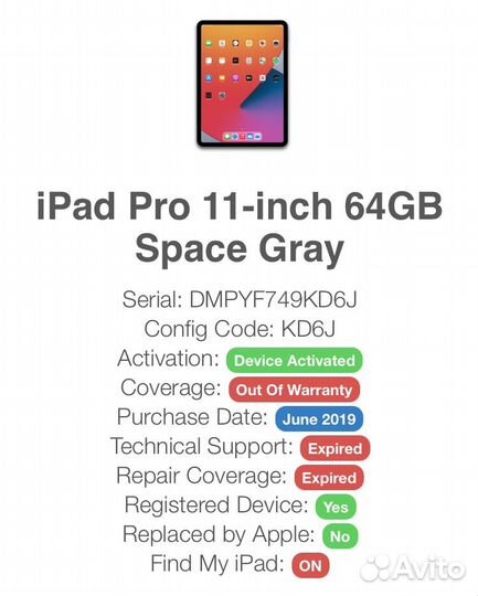 Плата iPad pro 11 2018 64gb space grey