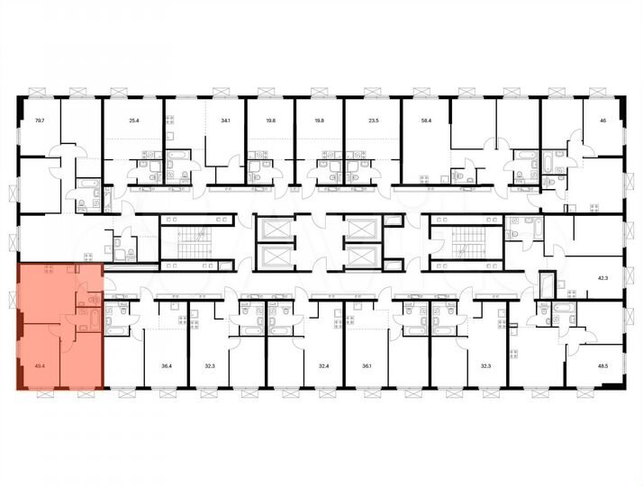 2-к. квартира, 49,4 м², 15/25 эт.