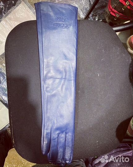 Перчатки длинные кожаные