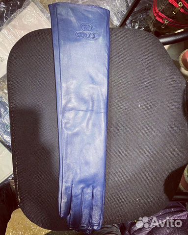 Перчатки длинные кожаные