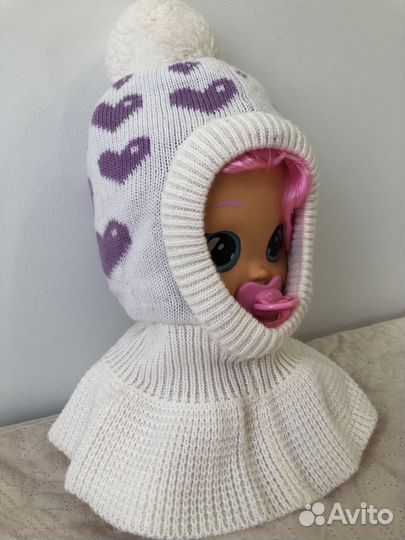 Шапка шлем для девочки зимняя