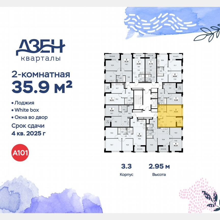 2-к. квартира, 35,9 м², 16/16 эт.