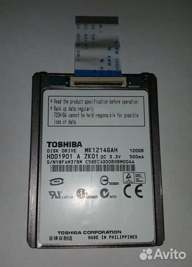 Жесткий диск Toshiba 120 GB mk1214gah