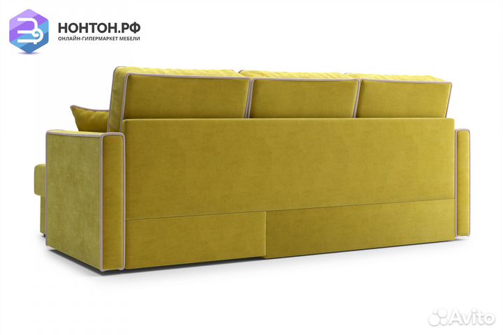 Диван угловой дельфин Леон горчичный