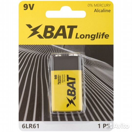 Батарейка щелочная 9 В тип Крона 1шт