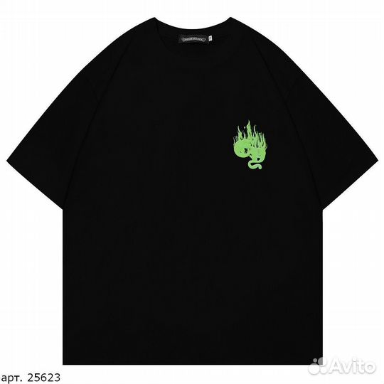 Футболка Chrome Hearts green paint Чёрная