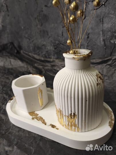 Подсвечник. Свеча. Подарок. Изделия из гипса
