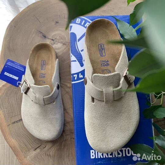 Сабо женские Birkenstock boston beige бежевые