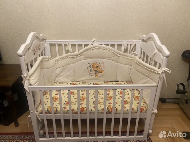 Детская кроватка 120х60 с матрасом и бортиками