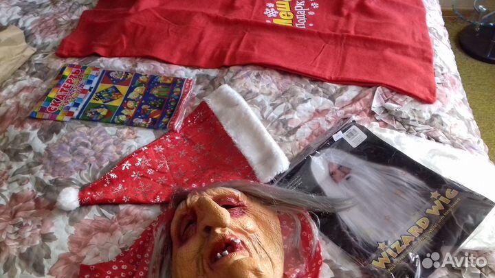 Салфетки гобелен, маски, колпак, мешок Новый год