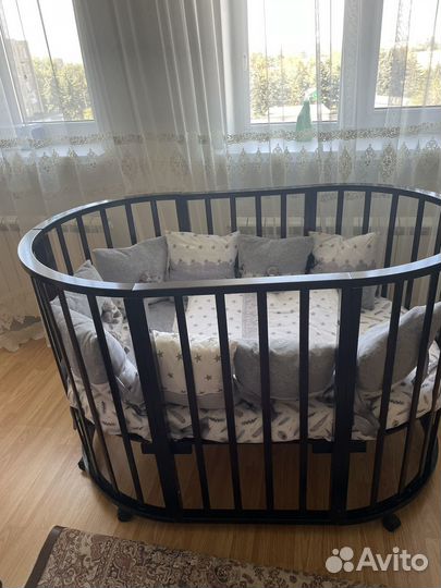 Детская кроватка трансформер круглая