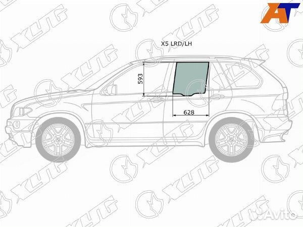 Стекло боковое опускное BMW X5, BMW X5 E53 00-06