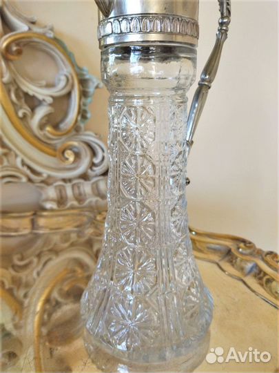 Графин кувшин серебрение хрусталь винтаж Италия